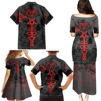 Skull Horror - Satan Symbol Grunge Family Matching Puletasi Dress and Hawaiian Shirt - Wonder Print Shop