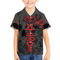 Skull Horror - Satan Symbol Grunge Family Matching Short Sleeve Bodycon Dress and Hawaiian Shirt - Wonder Print Shop