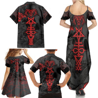 Skull Horror - Satan Symbol Grunge Family Matching Summer Maxi Dress and Hawaiian Shirt - Wonder Print Shop