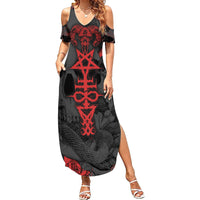 Skull Horror - Satan Symbol Grunge Family Matching Summer Maxi Dress and Hawaiian Shirt - Wonder Print Shop