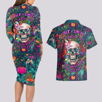 I Talk Is Smile I Laugh Too But Be Careful When I'm Silent Couples Matching Long Sleeve Bodycon Dress and Hawaiian Shirt - Wonder Print Shop
