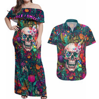 I Talk Is Smile I Laugh Too But Be Careful When I'm Silent Couples Matching Off Shoulder Maxi Dress and Hawaiian Shirt - Wonder Print Shop