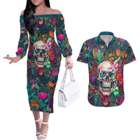 I Talk Is Smile I Laugh Too But Be Careful When I'm Silent Couples Matching Off The Shoulder Long Sleeve Dress and Hawaiian Shirt - Wonder Print Shop