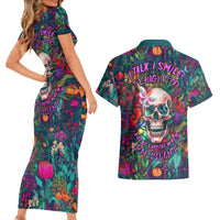 I Talk Is Smile I Laugh Too But Be Careful When I'm Silent Couples Matching Short Sleeve Bodycon Dress and Hawaiian Shirt - Wonder Print Shop