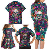 I Talk Is Smile I Laugh Too But Be Careful When I'm Silent Family Matching Long Sleeve Bodycon Dress and Hawaiian Shirt - Wonder Print Shop