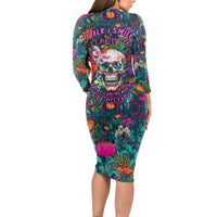 I Talk Is Smile I Laugh Too But Be Careful When I'm Silent Long Sleeve Bodycon Dress - Wonder Print Shop