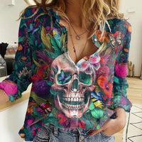 I Talk Is Smile I Laugh Too But Be Careful When I'm Silent Women Casual Shirt - Wonder Print Shop