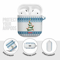 Dachshund Dog Tree Stack AirPods Case with Blue White Paw Print Pattern Design - Wonder Print Shop