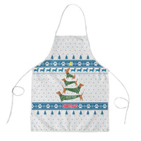 Dachshund Dog Tree Stack Apron with Blue White Paw Print Pattern Design - Wonder Print Shop