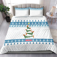 Dachshund Dog Tree Stack Bedding Set with Blue White Paw Print Pattern Design - Wonder Print Shop