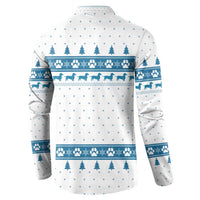 Dachshund Dog Tree Stack Button Sweatshirt with Blue White Paw Print Pattern Design - Wonder Print Shop