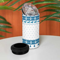 Dachshund Dog Tree Stack 4 in 1 Can Cooler Tumbler with Blue White Paw Print Pattern Design - Wonder Print Shop