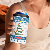 Dachshund Dog Tree Stack 4 in 1 Can Cooler Tumbler with Blue White Paw Print Pattern Design - Wonder Print Shop