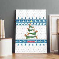 Dachshund Dog Tree Stack Canvas Wall Art with Blue White Paw Print Pattern Design - Wonder Print Shop