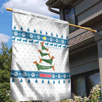 Dachshund Dog Tree Stack Garden Flag with Blue White Paw Print Pattern Design - Wonder Print Shop