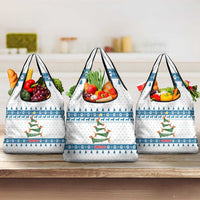 Dachshund Dog Tree Stack Grocery Bag with Blue White Paw Print Pattern Design - Wonder Print Shop