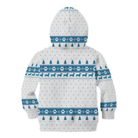 Dachshund Dog Tree Stack Kid Hoodie with Blue White Paw Print Pattern Design - Wonder Print Shop