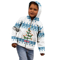 Dachshund Dog Tree Stack Kid Hoodie with Blue White Paw Print Pattern Design - Wonder Print Shop