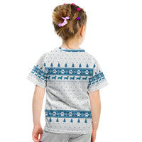 Dachshund Dog Tree Stack Kid T Shirt with Blue White Paw Print Pattern Design - Wonder Print Shop