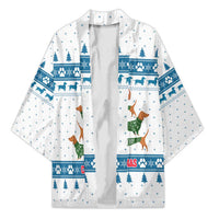 Dachshund Dog Tree Stack Kimono with Blue White Paw Print Pattern Design - Wonder Print Shop