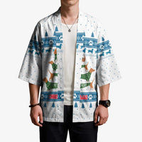 Dachshund Dog Tree Stack Kimono with Blue White Paw Print Pattern Design - Wonder Print Shop