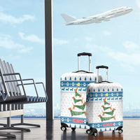 Dachshund Dog Tree Stack Luggage Cover with Blue White Paw Print Pattern Design - Wonder Print Shop