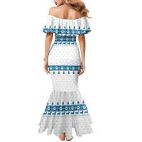 Dachshund Dog Tree Stack Mermaid Dress with Blue White Paw Print Pattern Design - Wonder Print Shop