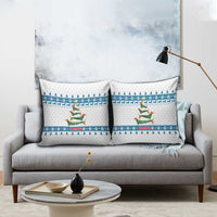 Dachshund Dog Tree Stack Pillow Cover with Blue White Paw Print Pattern Design - Wonder Print Shop