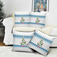 Dachshund Dog Tree Stack Pillow Cover with Blue White Paw Print Pattern Design - Wonder Print Shop
