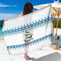 Dachshund Dog Tree Stack Sarong with Blue White Paw Print Pattern Design - Wonder Print Shop