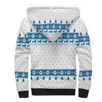 Dachshund Dog Tree Stack Sherpa Hoodie with Blue White Paw Print Pattern Design - Wonder Print Shop
