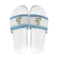 Dachshund Dog Tree Stack Slide Sandals with Blue White Paw Print Pattern Design - Wonder Print Shop