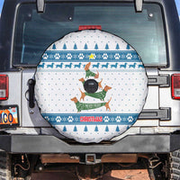 Dachshund Dog Tree Stack Spare Tire Cover with Blue White Paw Print Pattern Design - Wonder Print Shop