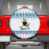 Dachshund Dog Tree Stack Spare Tire Cover with Blue White Paw Print Pattern Design - Wonder Print Shop