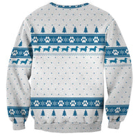Dachshund Dog Tree Stack Sweatshirt with Blue White Paw Print Pattern Design - Wonder Print Shop