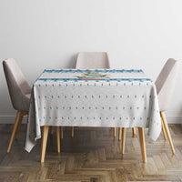 Dachshund Dog Tree Stack Tablecloth with Blue White Paw Print Pattern Design - Wonder Print Shop