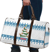Dachshund Dog Tree Stack Travel Bag with Blue White Paw Print Pattern Design - Wonder Print Shop