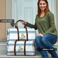 Dachshund Dog Tree Stack Travel Bag with Blue White Paw Print Pattern Design - Wonder Print Shop