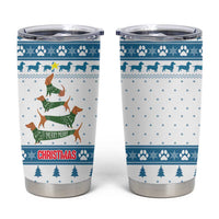 Dachshund Dog Tree Stack Tumbler Cup with Blue White Paw Print Pattern Design - Wonder Print Shop