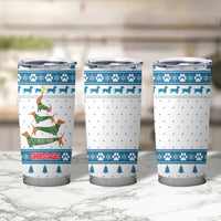 Dachshund Dog Tree Stack Tumbler Cup with Blue White Paw Print Pattern Design - Wonder Print Shop