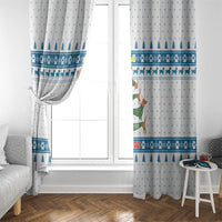 Dachshund Dog Tree Stack Window Curtain with Blue White Paw Print Pattern Design - Wonder Print Shop