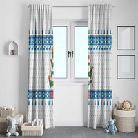 Dachshund Dog Tree Stack Window Curtain with Blue White Paw Print Pattern Design - Wonder Print Shop