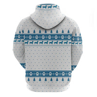 Dachshund Dog Tree Stack Zip Hoodie with Blue White Paw Print Pattern Design - Wonder Print Shop