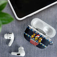 Funny Duck Characters Christmas Quacker Quote AirPods Case with Navy Tree Pattern Design - Wonder Print Shop
