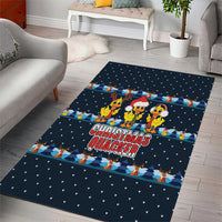 Funny Duck Characters Christmas Quacker Quote Area Rug with Navy Tree Pattern Design - Wonder Print Shop