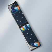 Funny Duck Characters Christmas Quacker Quote Auto Sun Shade with Navy Tree Pattern Design - Wonder Print Shop