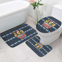 Funny Duck Characters Christmas Quacker Quote Bathroom Set with Navy Tree Pattern Design - Wonder Print Shop