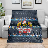 Funny Duck Characters Christmas Quacker Quote Blanket with Navy Tree Pattern Design - Wonder Print Shop