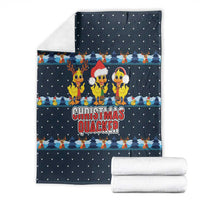 Funny Duck Characters Christmas Quacker Quote Blanket with Navy Tree Pattern Design - Wonder Print Shop