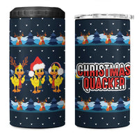 Funny Duck Characters Christmas Quacker Quote 4 in 1 Can Cooler Tumbler with Navy Tree Pattern Design - Wonder Print Shop